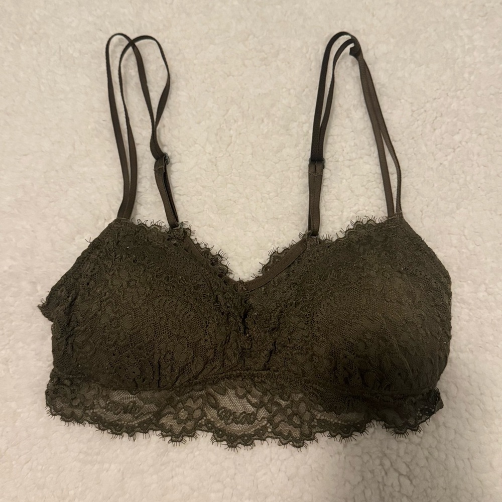 Aerie Green Lace Bralette Intimates